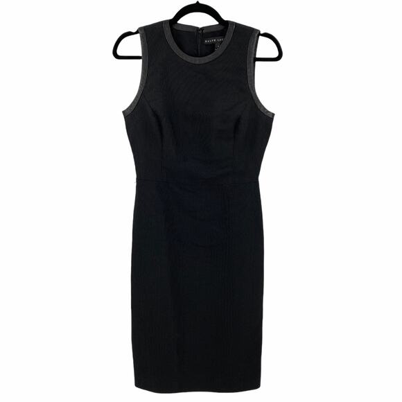 Ralph Lauren Black Label Dresses & Skirts - Ralph Lauren Womens Black Label Silk Lined Leather Trim Sheath Dress Black US 4